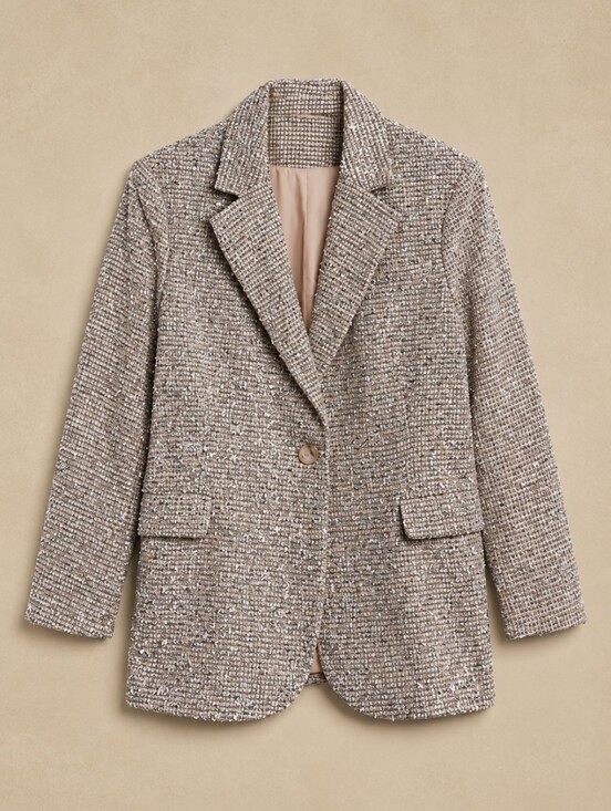 Banana Republic Jackets & Blazers - Banana Republic Coleta Tinsel Tweed Blazer Tan Ivory
